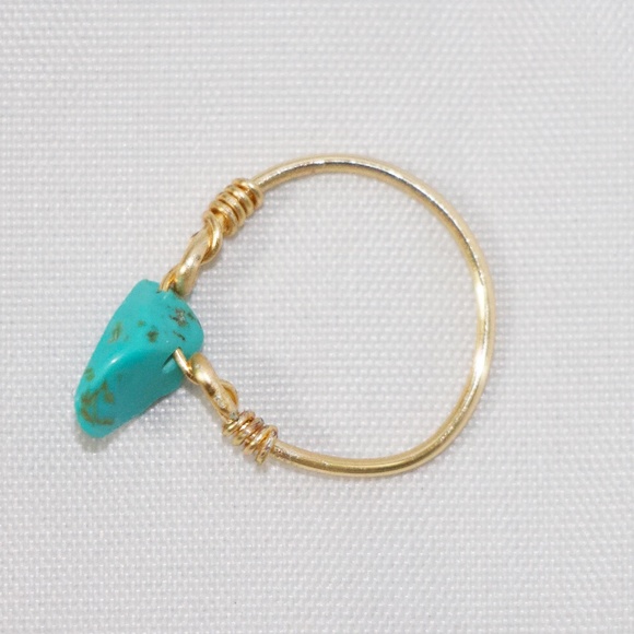 Turquoise Simple Gold Ring - Picture 3 of 3